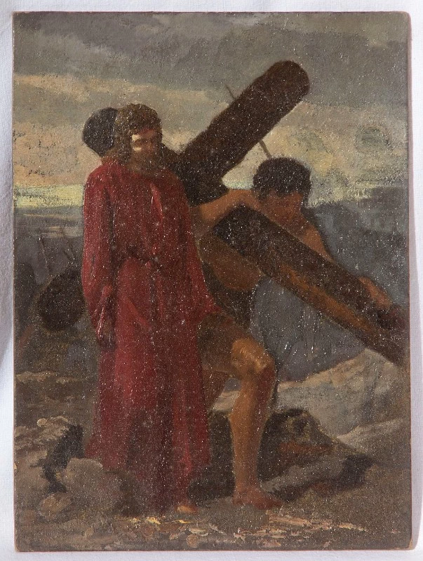 Cristo aiutato dal Cireneo a portare la croce - bozzetto